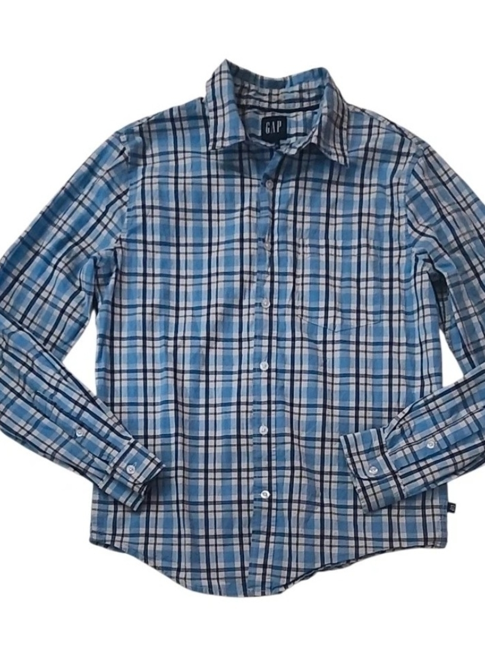GAP Men's Blue Plaid Button-Up Shirt
